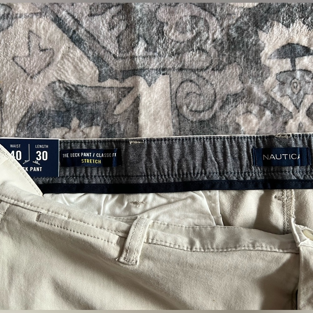 Nautica Cream Chino Pants Classic Style - Picture 5 of 5